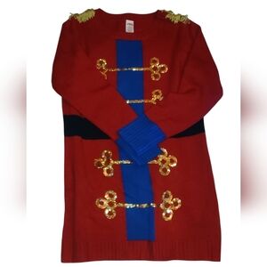 Holiday Time Red Nutcracker Holiday Sweater Dress/Top Ugly See Sweater Size S
